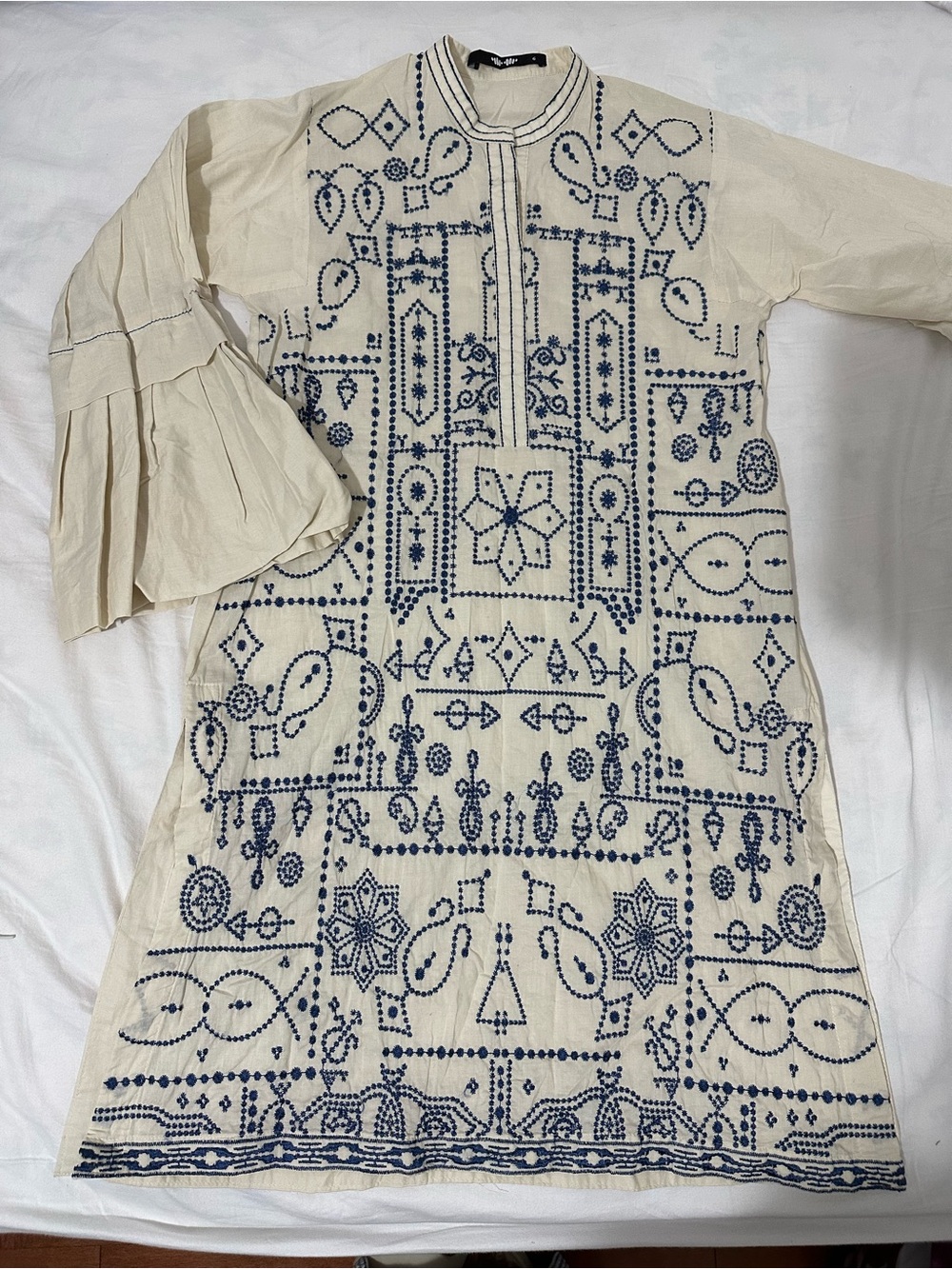 Cream/Navy Embroidered Shalwar Kameez/Kurta from Khaadi